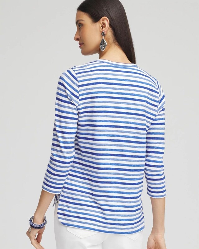 Striped Slub Scoop Neck Tee - image 3